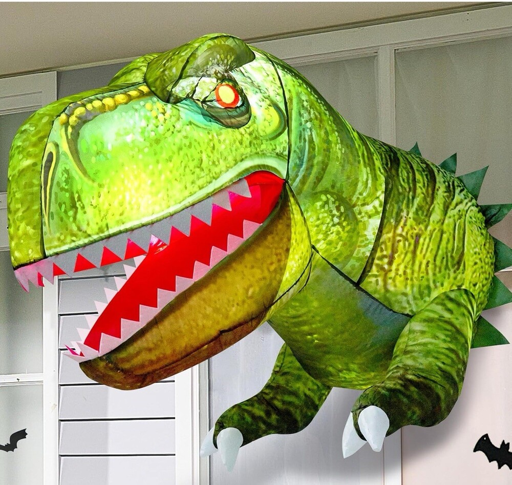 Halloween Inflatables Outdoor Decorations 3 FT Long Dinosaur Broke Out from Wind
